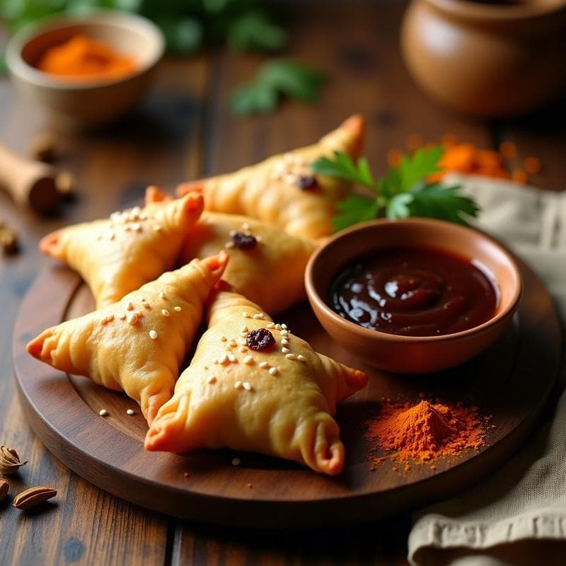 Samosas de Coliflor y Pasas con Salsa de Tamarindo: Aperitivo Indio en Airfryer