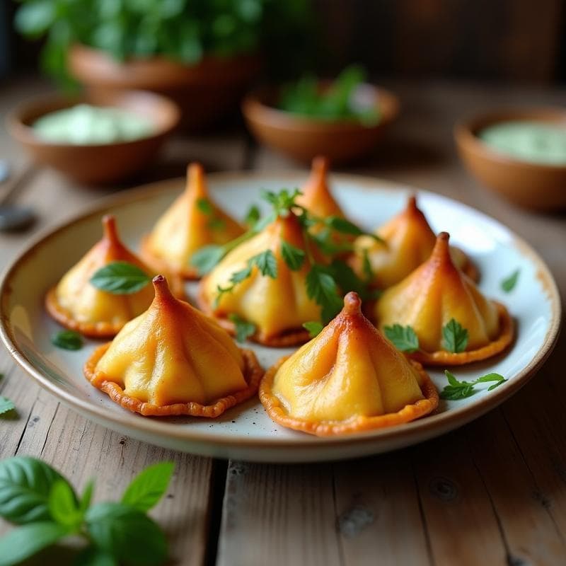 Samosas de Coliflor y Patata con Salsa de Mint Chutney: Receta India Vegana en Airfryer