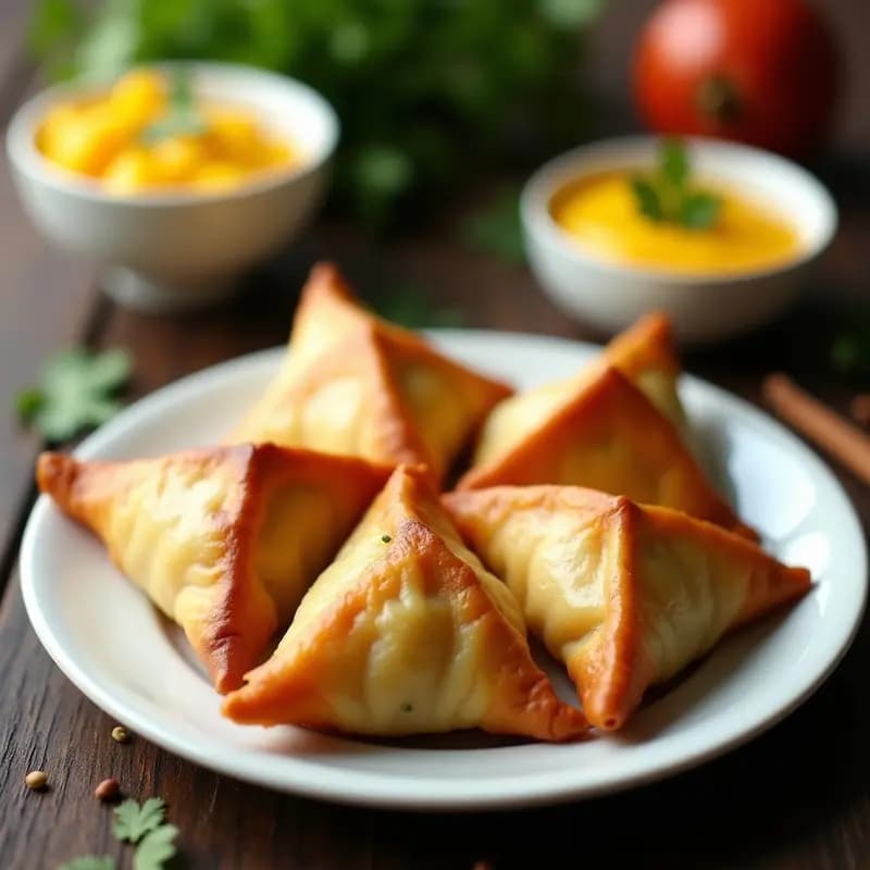 Samosas de Coliflor y Queso Paneer: Receta India Crujiente en Olla de Aire con Chutney de Mango