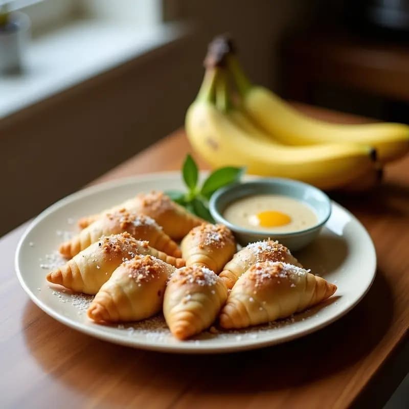 Samosas Dulces de Plátano y Coco: Postre Indio Vegano con Cardamomo y Canela