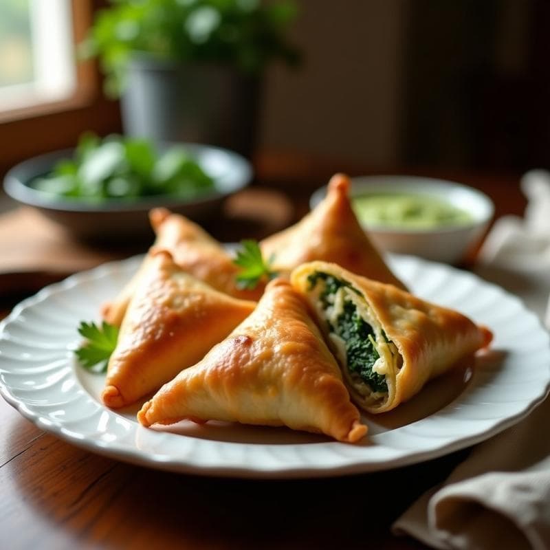 Samosas de Espinaca y Queso Paneer: Aperitivo Indio en Airfryer Crujiente