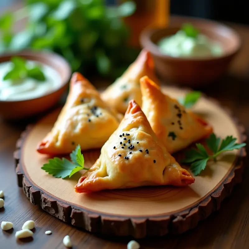 Samosas de Espinacas y Queso Feta: Aperitivo Indio en Hojaldre Crujiente