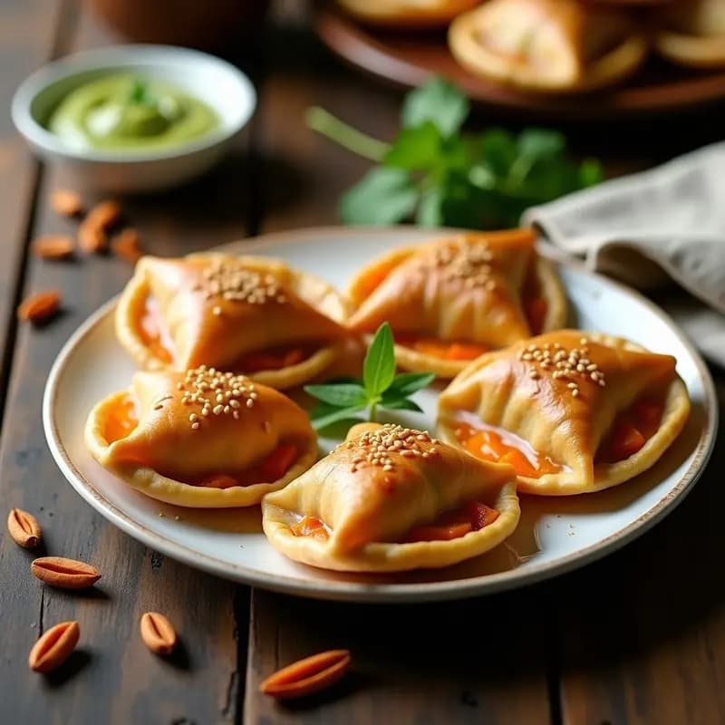 Samosas de Garbanzos y Zanahoria con Chutney de Mentas: Receta India Vegana Crujiente