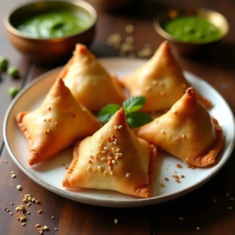 Samosas de Patata y Guisantes con Masala de Comino: Aperitivo Indio Vegano en Airfryer