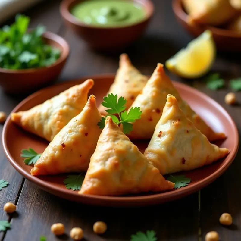 Samosas Indianas de Patata y Guisantes con Masa de Garbanzos: Receta Vegana en Airfryer