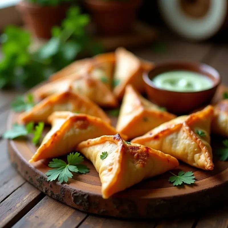 Samosas de Pollo y Pasas en Masa Filo: Entrante Indio-Persa con Toque Dulce