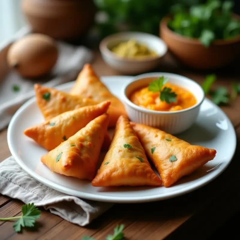 Samossa Indiana de Batata y Guisantes: Aperitivo Crujiente en Airfryer con Salsa de Mango