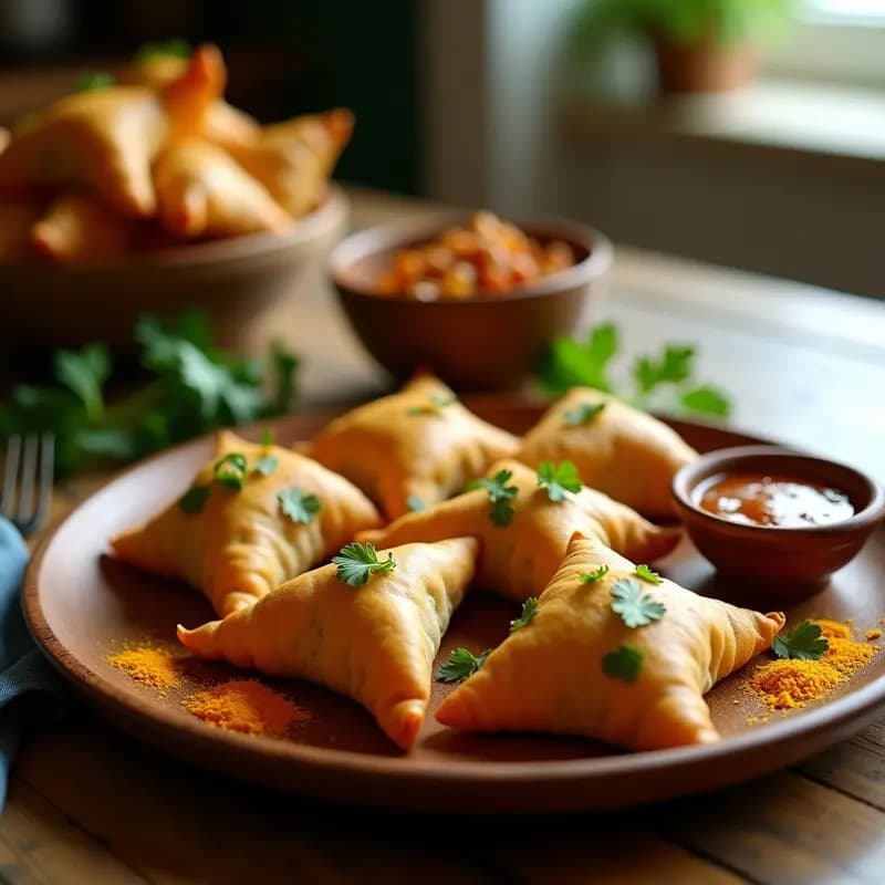 Samossas de Garbanzos y Cebolla con Masa de Arroz: Aperitivo Indio Crujiente en Airfryer