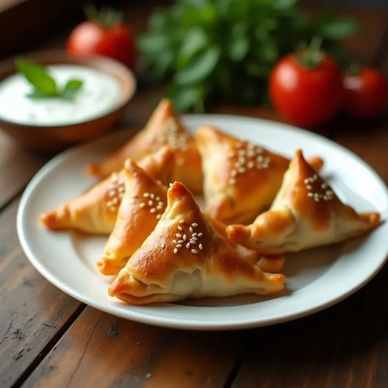 Samsa de Carne Picada y Cebolla con Salsa de Yogur: Receta Uzbekistán en Airfryer