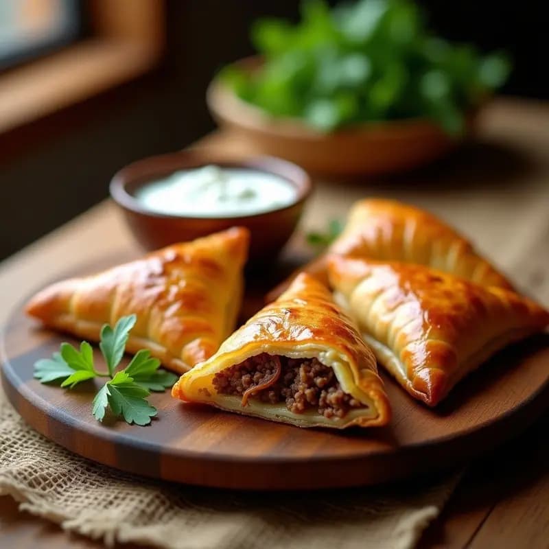Samsa de Carne de Cordero y Cebolla: Receta Uzbeka en Hojaldre Crujiente