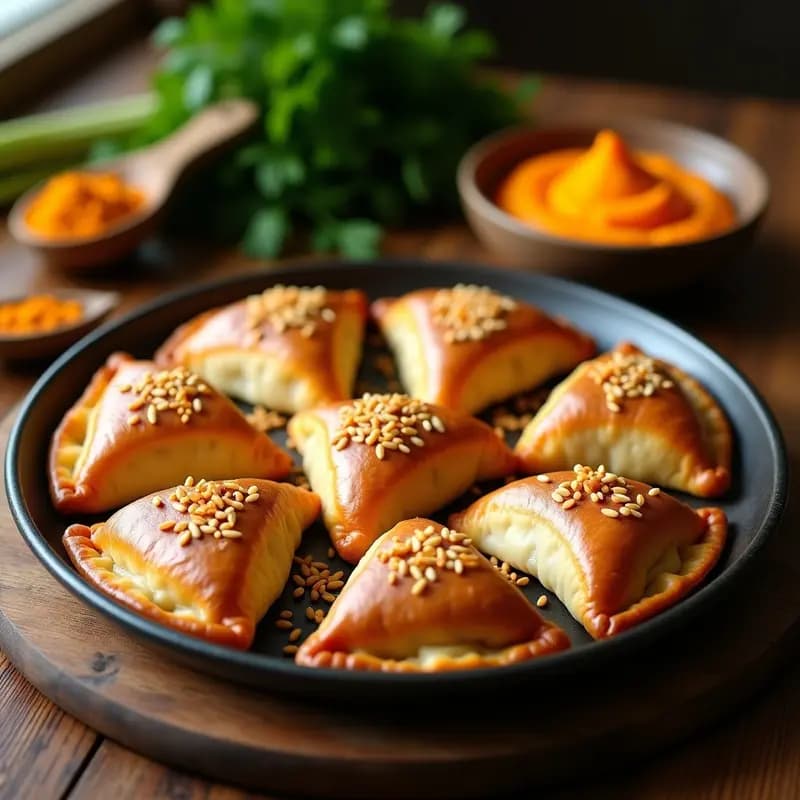 Samsa Uzbeqa de Calabaza y Pasas con Especias Cúrcuma: Empanadas al Horno Sin Gluten