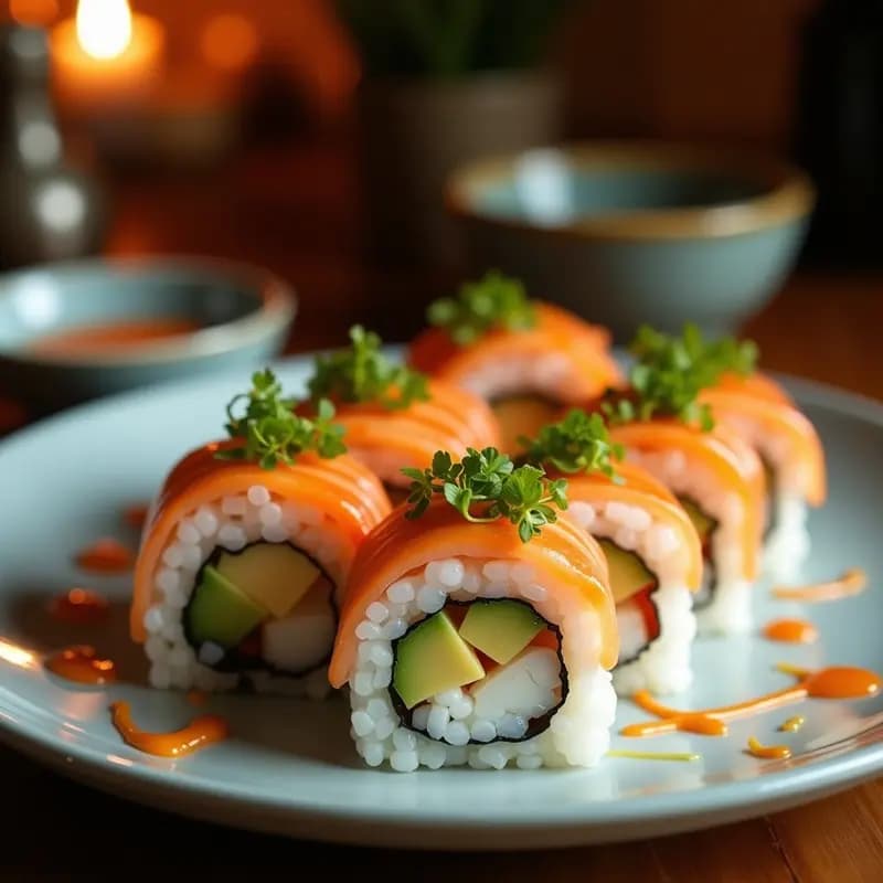 Samurai Rolls de Aguacate y Cangrejo: Sushi Japonés con Toque Picante y Sin Arroz