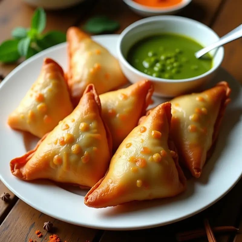 Samusas de Batata y Guisantes con Salsa de Mentas: Receta India en Airfryer