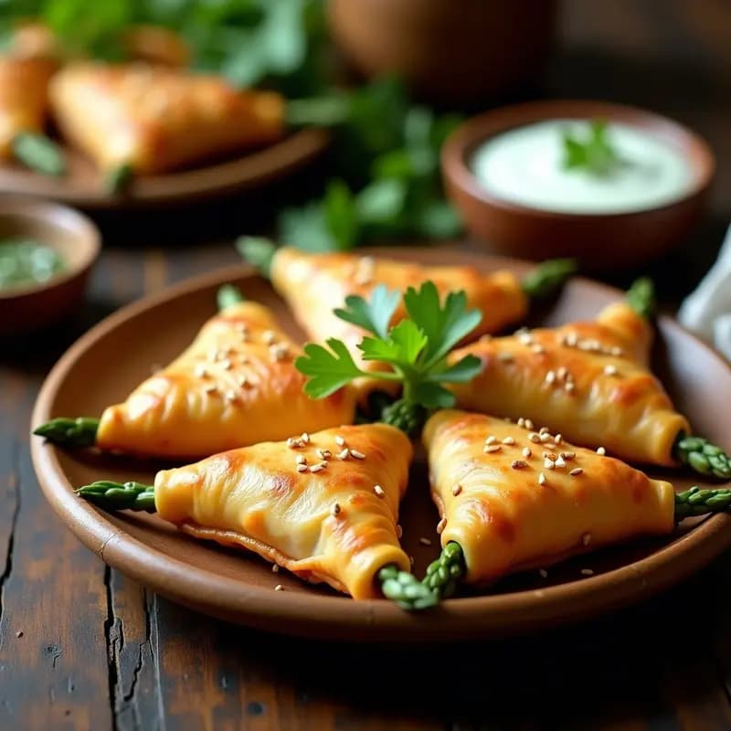 Samusas de Espárragos y Queso Feta: Aperitivo Indio en Airfryer con Masa Filo