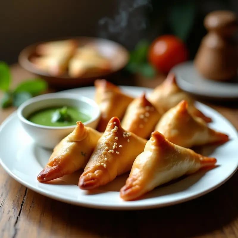 Samusas de Garbanzos y Pasas con Salsa de Mentas: Aperitivo Indio en Airfryer
