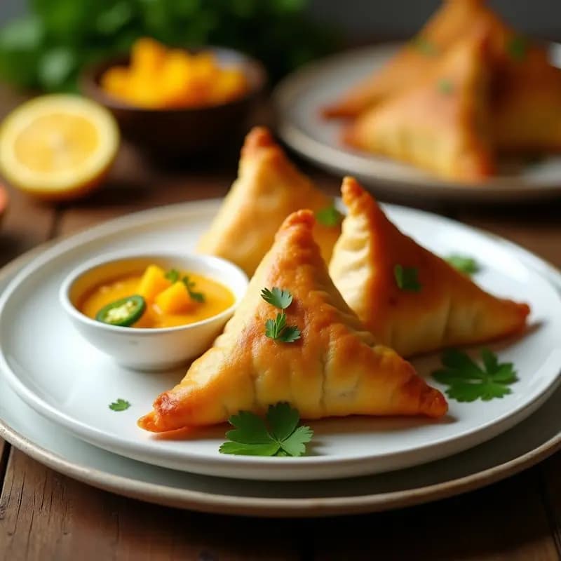 Samusas de PATATA y Cúrcuma con Chutney de Mango: Receta India Vegana y Crujiente