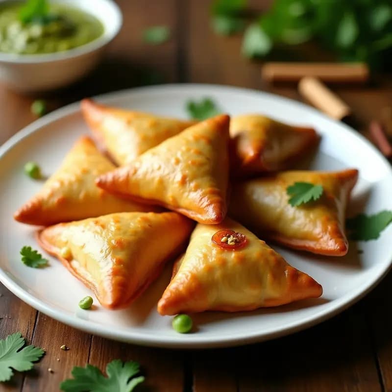Samusas de Patata y Guisantes con Masa de Garbanzo: Receta Indiana Vegana al Horno