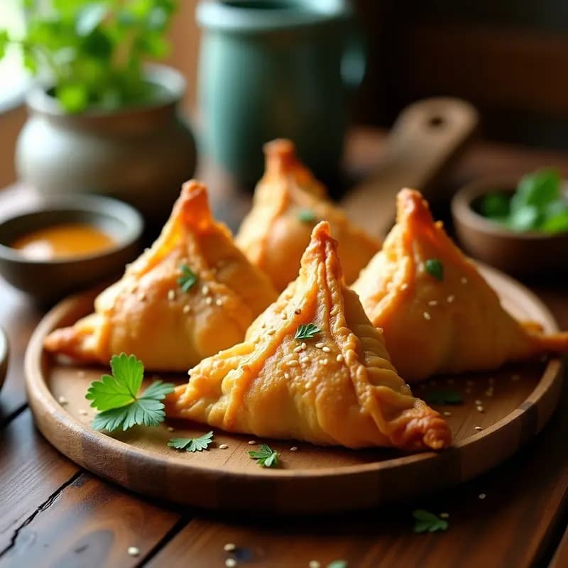 Samussas de Pollo y Curry con Masa de Hojaldre: Aperitivo Indio en 20 Minutos