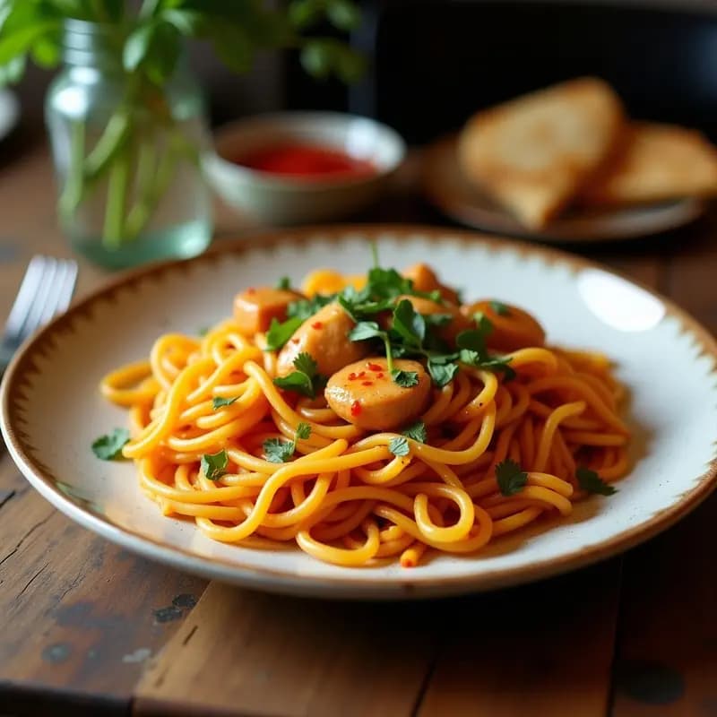 Samyaksal de Fideos de Calabacín y Pollo al Buldak: Receta Coreana Picante en 15 Minutos