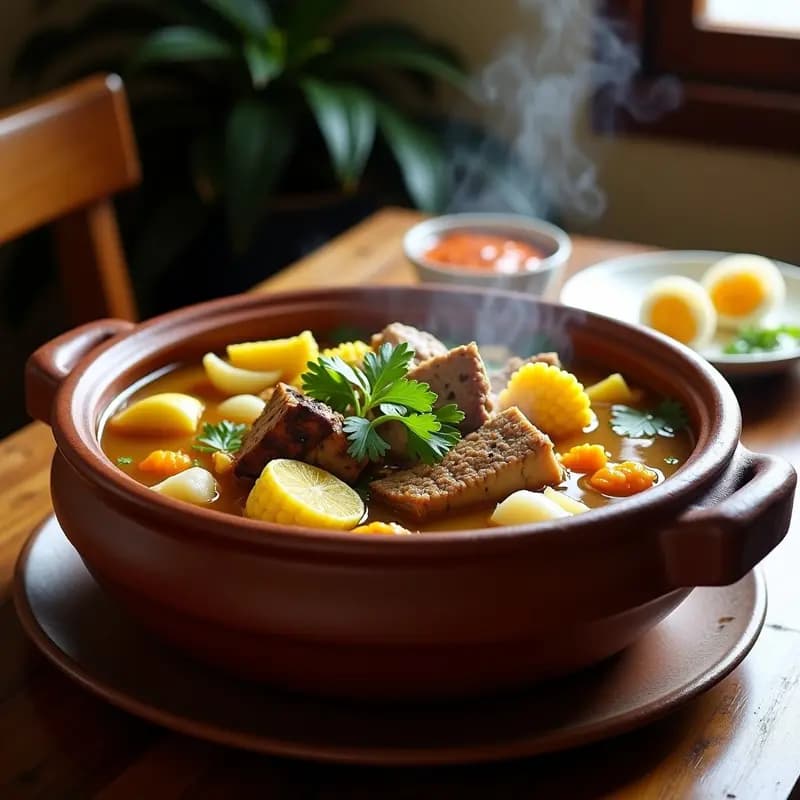 Sancochado Colombiano con Tres Carnes y Yuca: Receta en Olla Grande