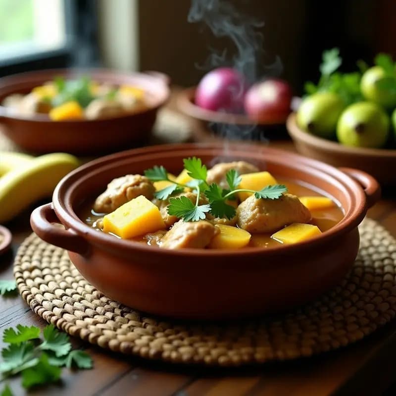 Sancocho de Gallina con Ñame y Plátano Verde: Receta Dominicana Reconfortante en Olla Lenta