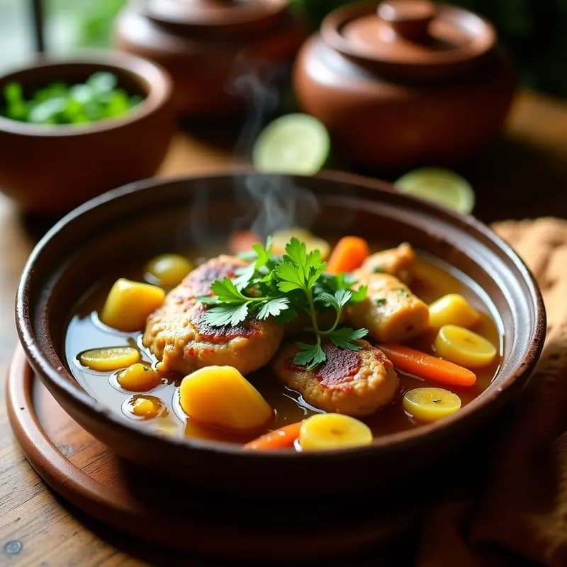 Sancocho de Yuca y Pollo: Receta Dominicano en Olla Lenta con Hierbas Aromáticas
