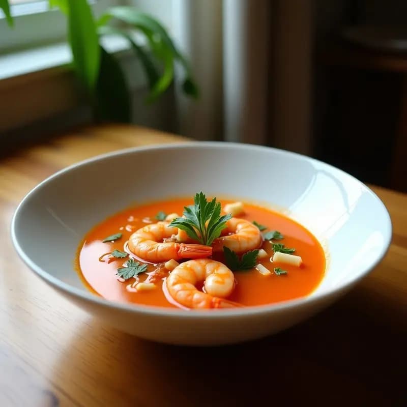Sandae de Camarones y Leche de Coco: Sopa Coreana Picante y Rápida en 15 Minutos