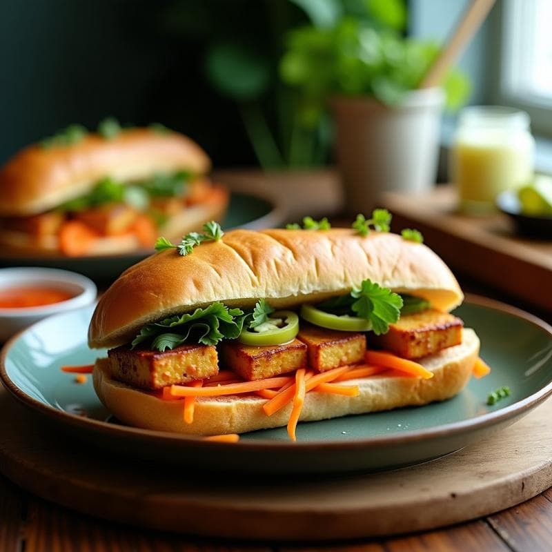 Sándwich de Banh Mi Vegano con Tofu Marinado y Pickles de Zanahoria: Receta Vietnamita