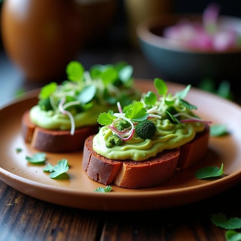 Sándwich de Pan de Batata Morada con Aguacate y Microvegetales: Receta Peruana Vegana