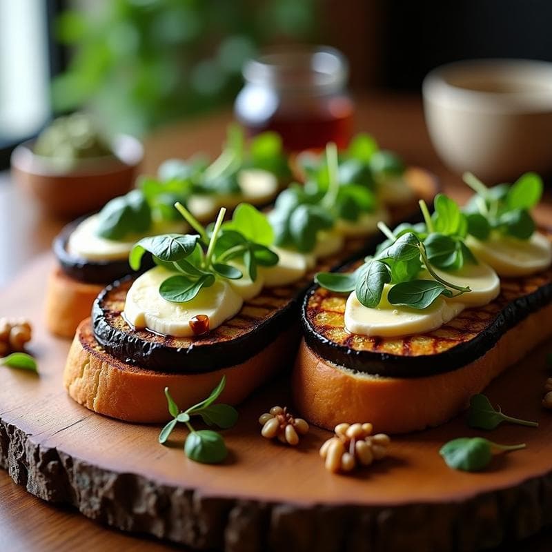 Sándwich de Berenjena Asada con Berro y Queso de Cabra: Receta Vegetariana en Airfryer