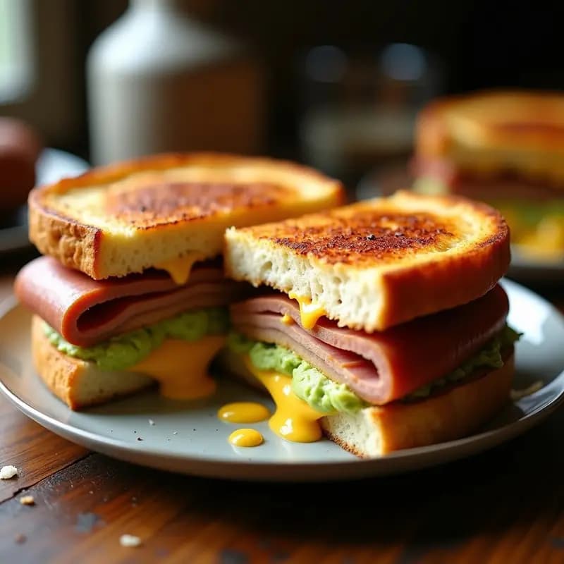 Sándwich de Carnes Frías, Queso y Aguacate a la Plancha: Receta para Desayuno Abundante