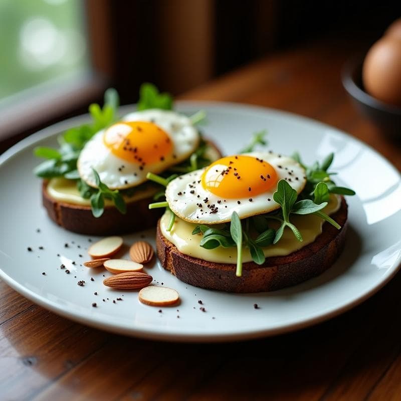 Sándwich de pan de centeno con huevo pochado y trufa negra: Receta francesa alta en proteína