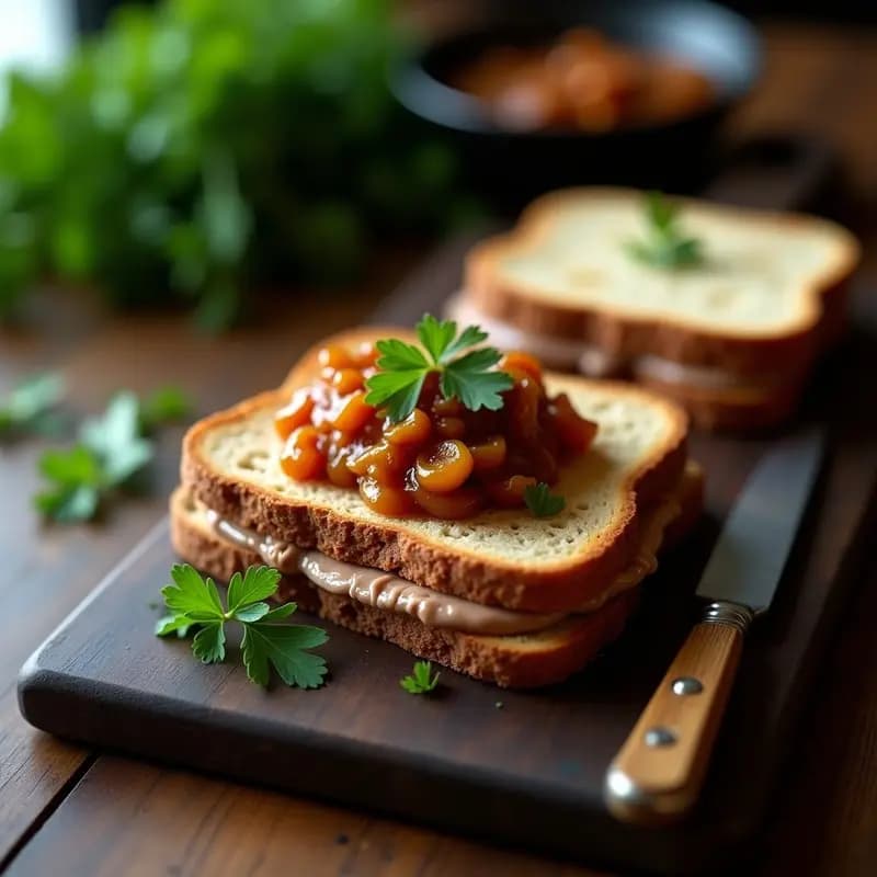 Sándwich de Pan de Centeno y Paté de Higado de Pollo con Compota de Cebolla: Receta Alemana Tradicional
