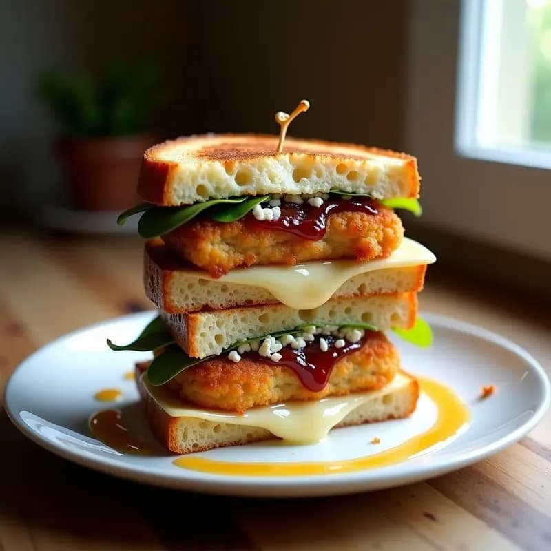 Sándwich de Chuleta de Cerdo, Queso Azul y Mermelada de Higos: El Equilibrio Perfecto entre Dulce y Salado