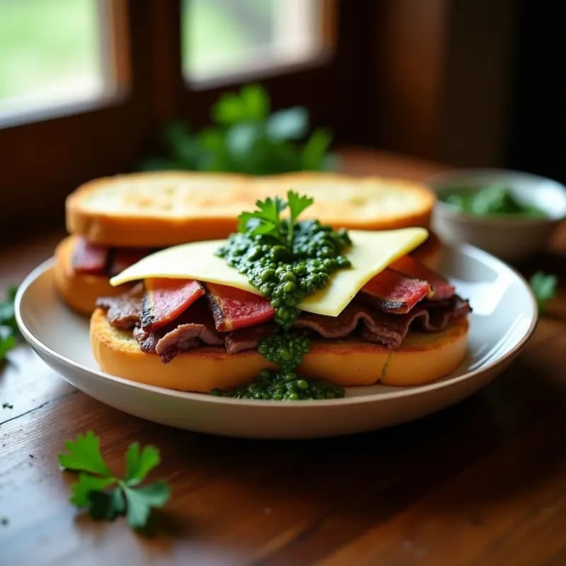 Sándwich de Churrasco con Chimichurri y Queso Provolone: Receta Argentina para Carnívoros