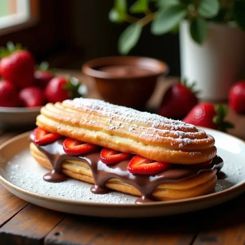 Sándwich de Churros con Crema de Chocolate y Fresas: el Dulce más Indecente
