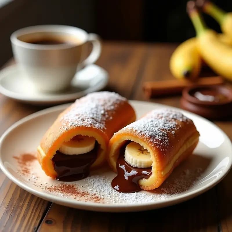 Sándwich de Churros Rellenos de Nutella y Plátano: Desayuno Dulce para Golosos