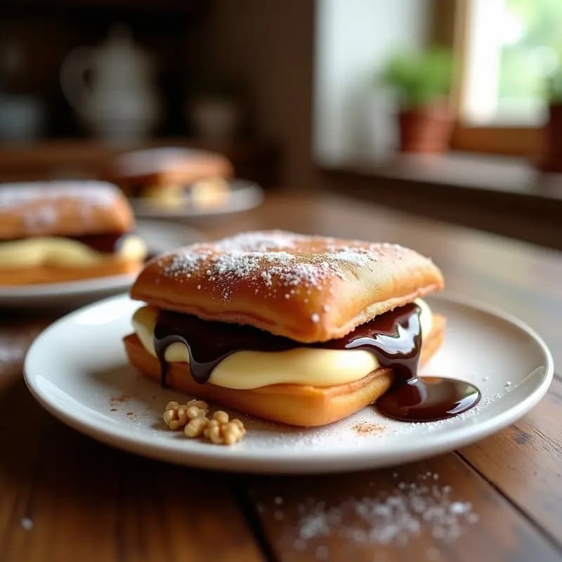 Sándwich de Churros Rellenos de Chocolate y Crema Pastelera: Desayuno Irresistible en 10 Minutos