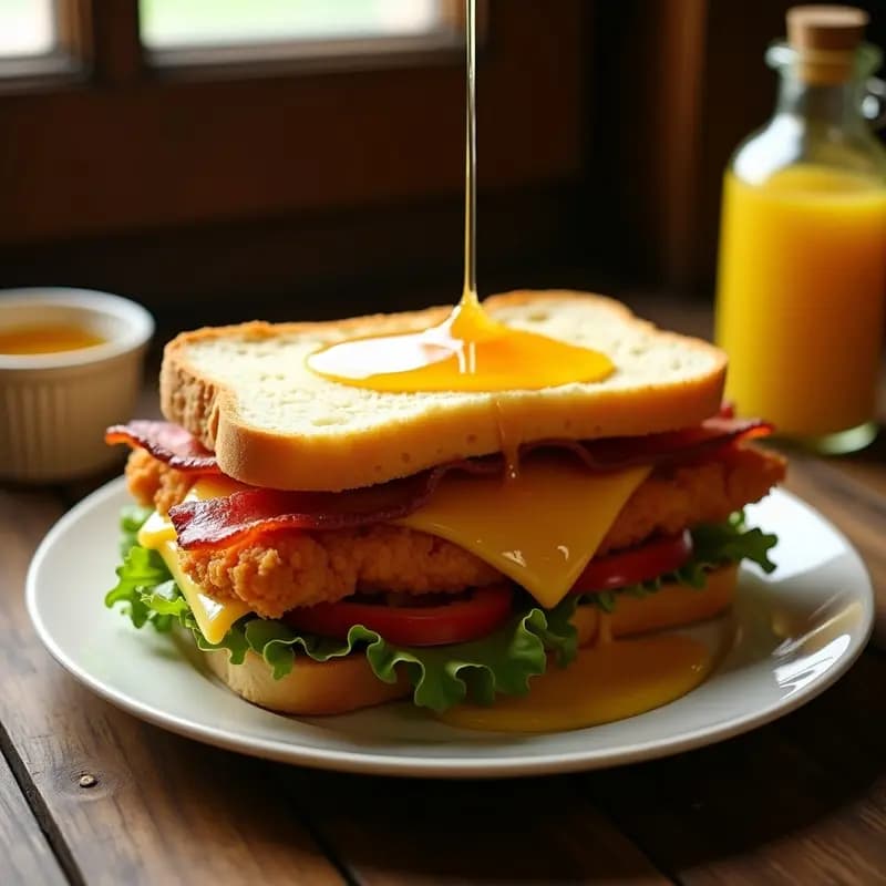 Sándwich Club de Pollo Crujiente Queso Americano y Miel: Receta Americana para Antojos Nocturnos