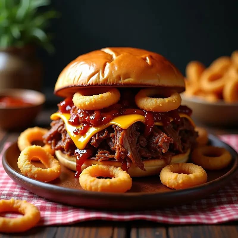 Sándwich de Costillas Desmenuzadas con Barbacoa y Aros de Cebolla: Receta para Dejarte sin Aliento