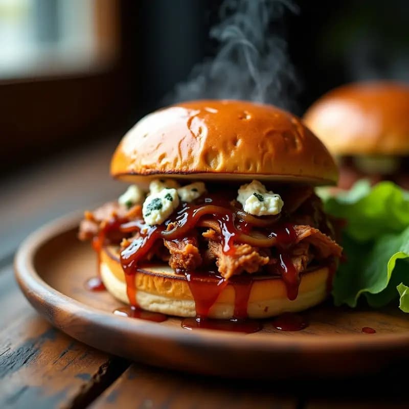 Sándwich de Costillas de Cerdo Desmenuzadas con Pan de Brioche y Queso Azul: Receta para Amantes de la Carne