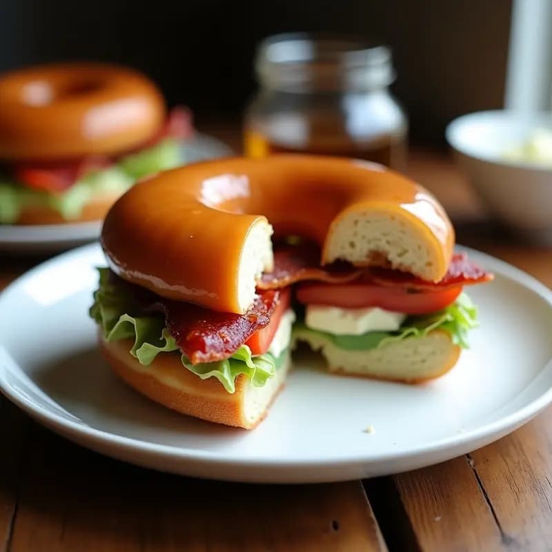 Sándwich de Donut Glaseado con Bacon y Queso Azul: Receta Dulce-Salada de Infarto