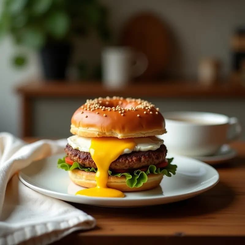 Sándwich de Donut Glaseado con Hamburguesa y Huevos Fritos: Desayuno o Cena de Peor a Mejor
