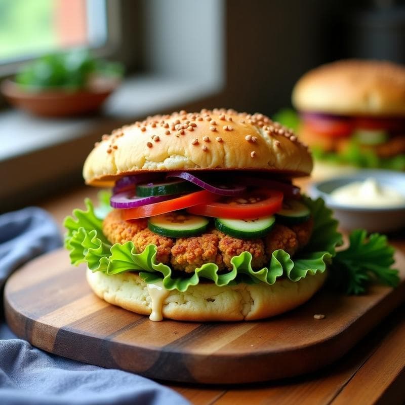 Sándwich de Falafel con Pan de Coliflor: Receta Vegana Keto en Airfryer