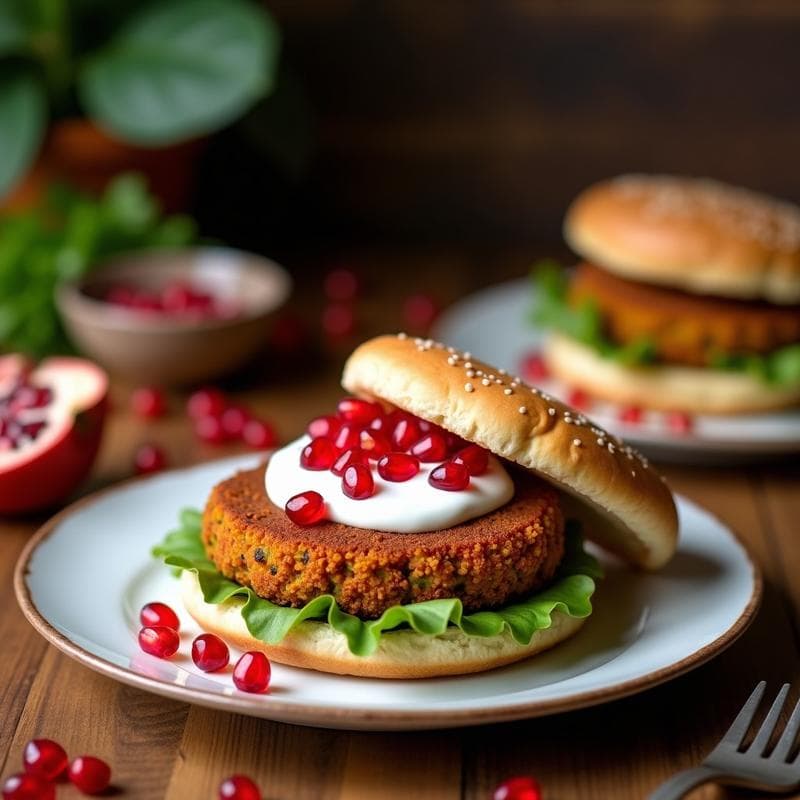 Sándwich de Falafel Crujiente con Salsa de Yogur de Coco y Granados: Receta Vegana en 15 Minutos