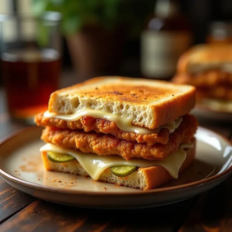 Sándwich de Filete de Cerdo Empanizado con Queso Provolone y Pepinillos: Bocado Contundente al Estilo Cubano