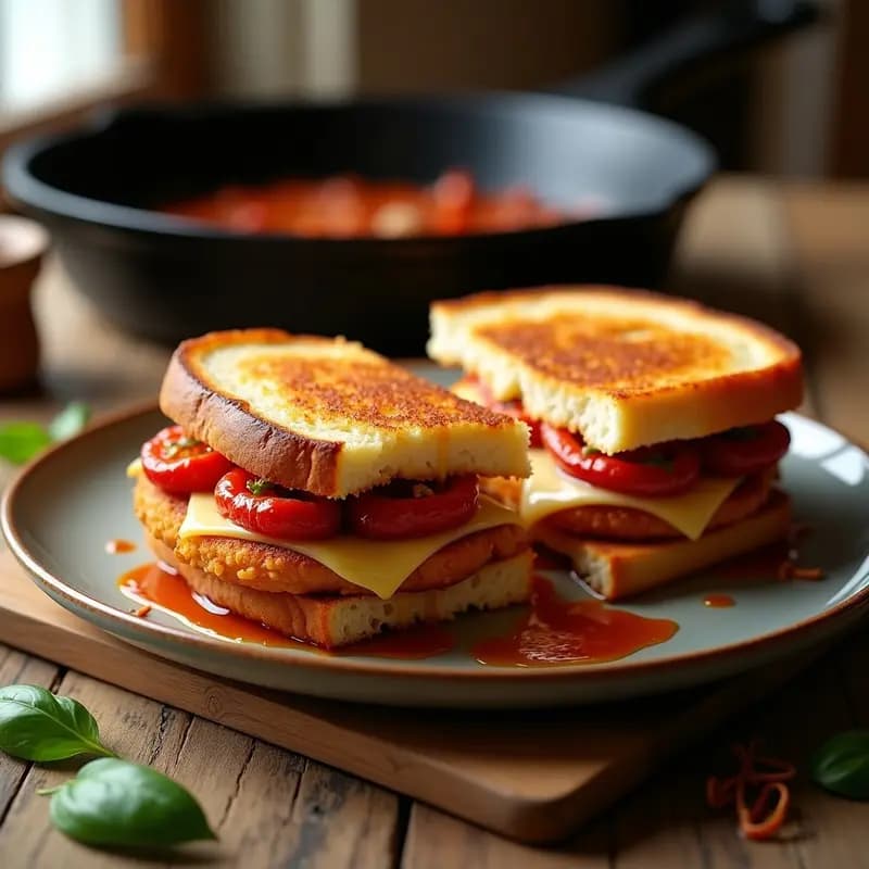Sándwich de Filete Empanado con Queso Provolone y Pimientos Asados: Receta Tipo Philadelphia en 20 Minutos