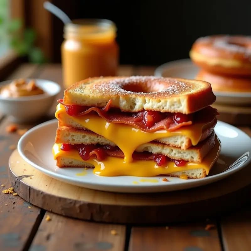 Sándwich de Grilled Cheese con Pan de Donut y Mantequilla de Maní: El Cruce Prohibido que Aman