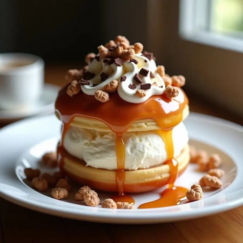 Sándwich de Helado de Donut Glaseado con Toppings de Cereal: Postre de Infancia Mejorado