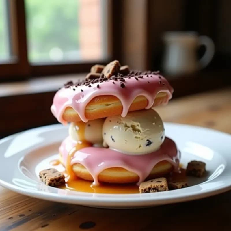 Sándwich de Helado entre Dos Donuts Glaseados: Postre de Verano Extremadamente Dulce